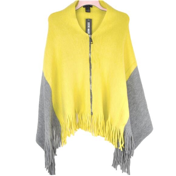 New!  Steve Madden Women's Soft Knit Zipper Front Fringe Wrap Shawl - Picture 3 of 5